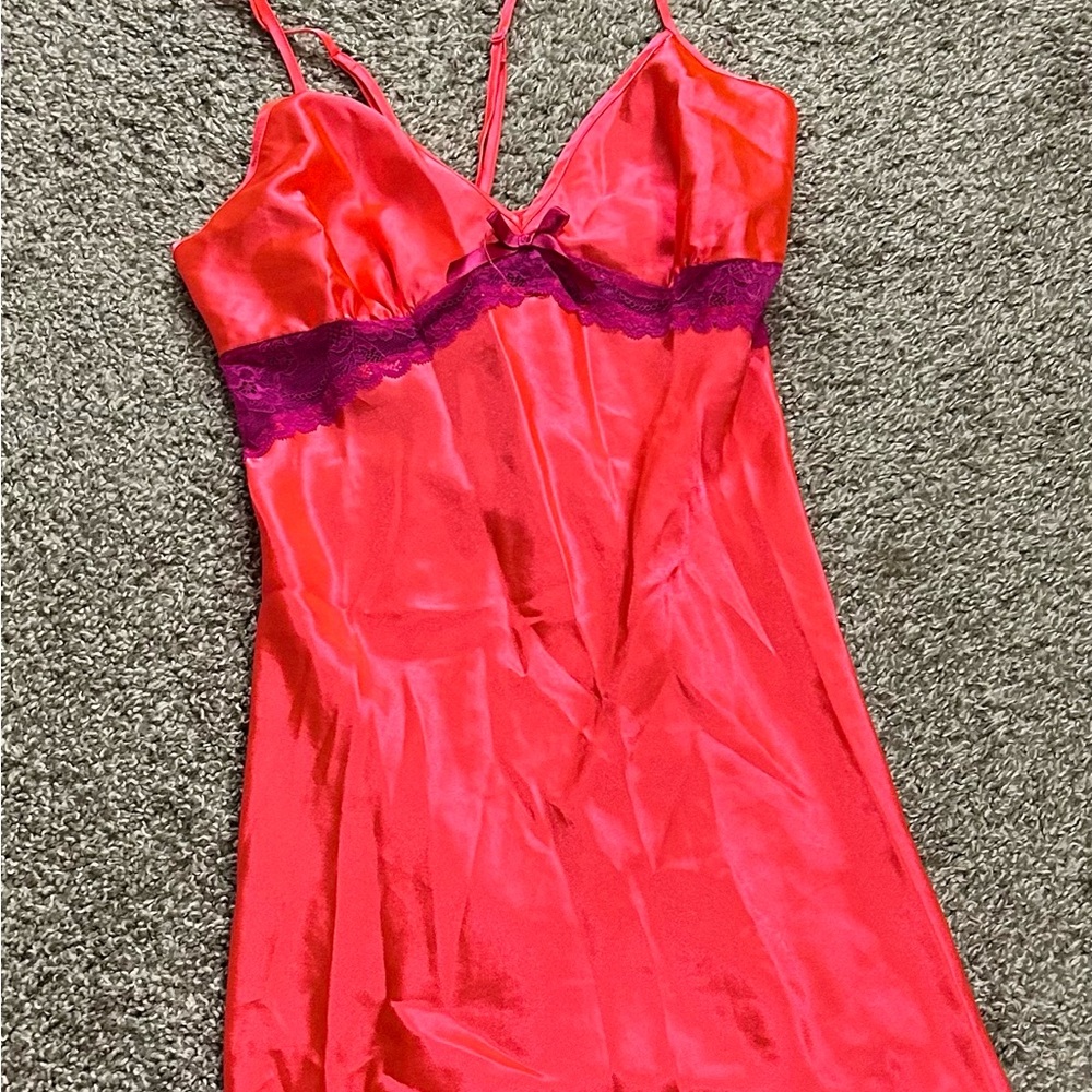La SENZA Red and Purple Satin Chemise